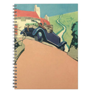 Oldtimer-Cabrio-Autorundreise auf dem Land Notizblock