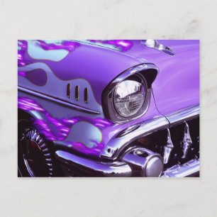 Oldtimer: Chevrolet mit brennender Motorhaube Postkarte