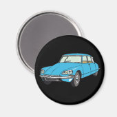 Oldtimer Citroen DS 19 Blau Magnet (Vorderseite/Rückseite)
