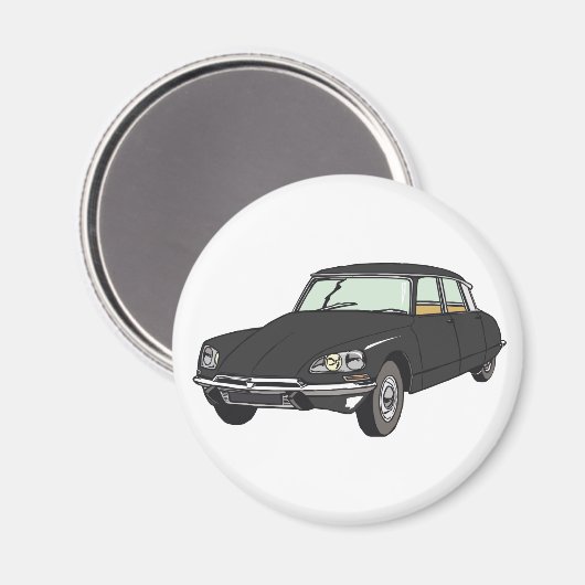 Oldtimer Citroen DS 19 Schwarz Magnet (Vorderseite/Rückseite)