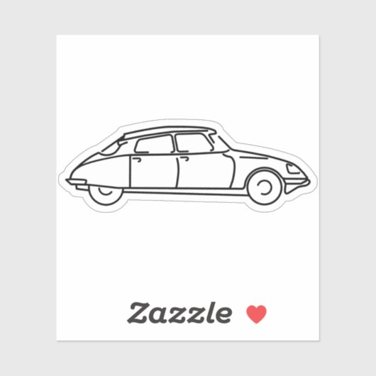 Oldtimer Citroen DS 19 Schwarze Silhouette Aufkleber (Blatt)