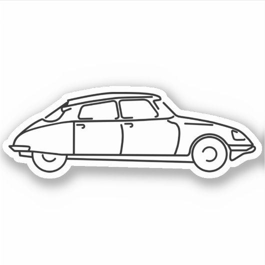 Oldtimer Citroen DS 19 Schwarze Silhouette Aufkleber (Vorderseite)