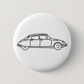Oldtimer Citroen DS 19 Schwarze Silhouette Button (Vorderseite)