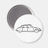 Oldtimer Citroen DS 19 Schwarze Silhouette Magnet (Vorderseite/Rückseite)