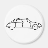 Oldtimer Citroen DS 19 Schwarze Silhouette Magnet (Vorne)
