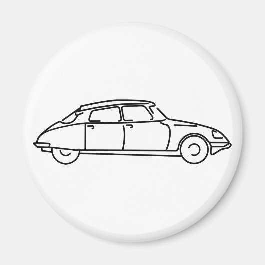 Oldtimer Citroen DS 19 Schwarze Silhouette Magnet (Vorne)