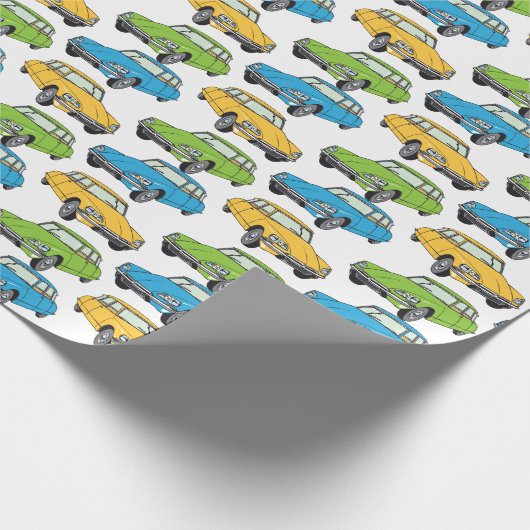 Oldtimer Citroen DS 19 Trio Geschenkpapier (Ecke)