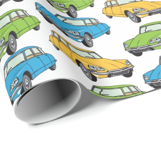 Oldtimer Citroen DS 19 Trio Geschenkpapier (Rolleneckpunkt)