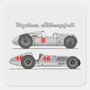 Oldtimer Deutschland 1939 Auto-Union Sielberpfeil Quadratischer Aufkleber