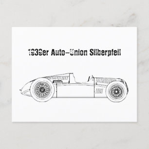 Oldtimer Deutschland Auto Union1939 Sielberpfeil Postkarte