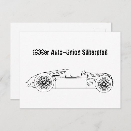 Oldtimer Deutschland Auto Union1939 Sielberpfeil Postkarte (Vorne/Hinten)