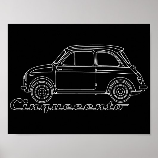 Oldtimer Fiat Cinquecento Der PUCH 500 Poster (Vorne)