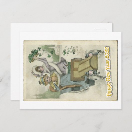 Oldtimer happy new year 2022 postkarte (Vorne/Hinten)