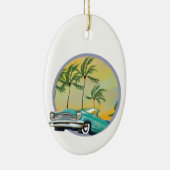 Oldtimer im Abendlicht Keramik Ornament (Rechts)