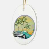 Oldtimer im Abendlicht Keramik Ornament (Links)