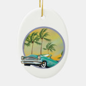 Oldtimer im Abendlicht Keramik Ornament (Hinten)