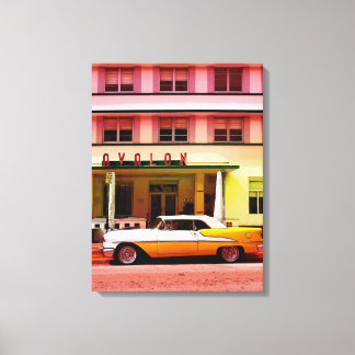 Oldtimer im Art Deco District, Miami, Florida Leinwanddruck