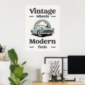 Oldtimer in Retro-Farben. Poster (Heimbüro)