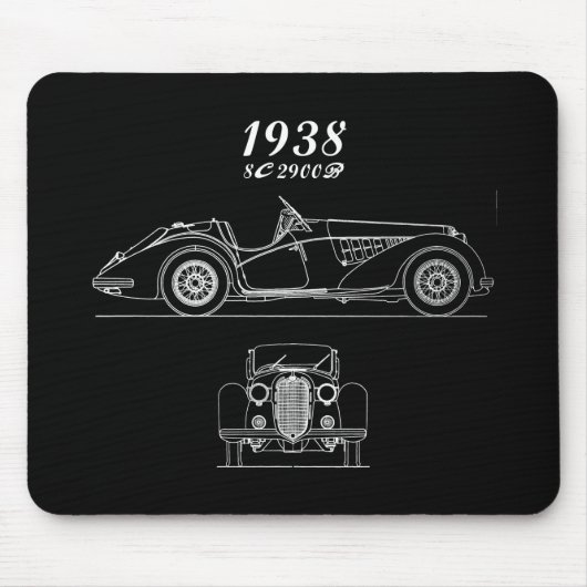 Oldtimer Italienisch Alfa Romeo 8C 2900 Mousepad (Vorne)