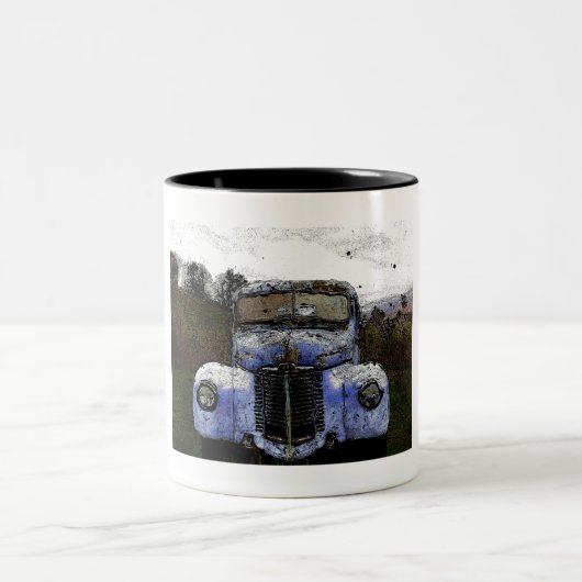 Oldtimer-LKW Zweifarbige Tasse (Mittel)