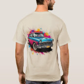 Oldtimer mit farbenfrohen Farbspritzern T-Shirt (Rückseite)