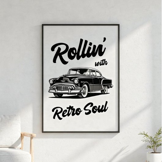Oldtimer mit Typografie Poster