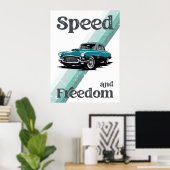 Oldtimer mit Typografie. Poster (Heimbüro)