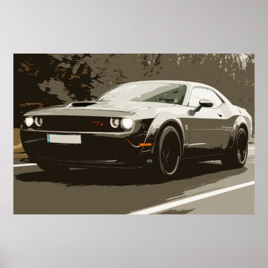 Oldtimer Muskar Dodge Challenger Auto Poster (Vorne)