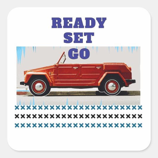 Oldtimer Quadratischer Aufkleber (Vorderseite)