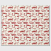 Oldtimer Red Vintage Car Muster Geschenkpapier (Flach)