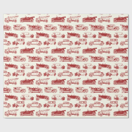 Oldtimer Red Vintage Car Muster Geschenkpapier (Flach)