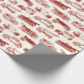 Oldtimer Red Vintage Car Muster Geschenkpapier (Ecke)