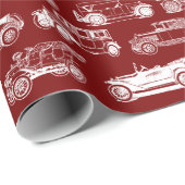 Oldtimer Red White Vintage Car Muster Geschenkpapier (Rolleneckpunkt)
