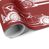 Oldtimer Red White Vintage Car Muster Geschenkpapier (Rolleneckpunkt)
