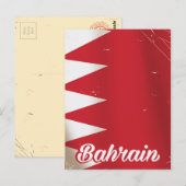 Oldtimer-Reiseplakat der Bahrain-Flagge Postkarte (Vorne/Hinten)