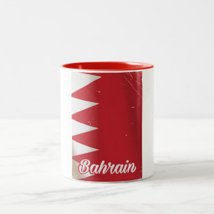 Oldtimer-Reiseposter der Bahrain-Flagge Zweifarbige Tasse