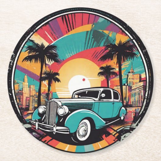 Oldtimer Runder Pappuntersetzer (Vorderseite)