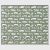 Oldtimer Sage White Vintage Car Muster Geschenkpapier (Flach)
