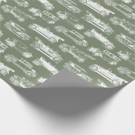 Oldtimer Sage White Vintage Car Muster Geschenkpapier