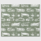 Oldtimer Sage White Vintage Car Muster Geschenkpapier (Flach)