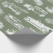 Oldtimer Sage White Vintage Car Muster Geschenkpapier (Ecke)