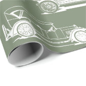 Oldtimer Sage White Vintage Car Muster Geschenkpapier (Rolleneckpunkt)