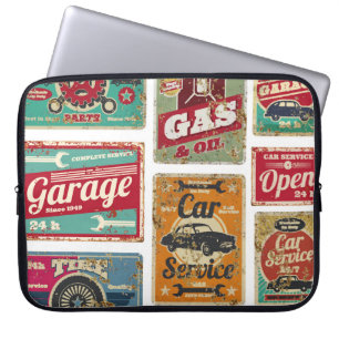 Oldtimer-Service und Tankstelle vintage Metall  Laptopschutzhülle