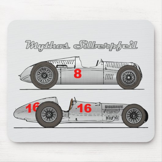 Oldtimer Silver Arrow Deutschland 1939 Auto-Gewerk Mousepad (Vorne)