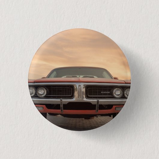 Oldtimer-Sonnenuntergangsansicht Button (Vorderseite)