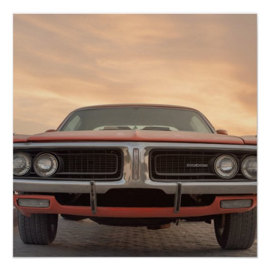 Oldtimer-Sonnenuntergangsansicht Poster (Vorderseite)