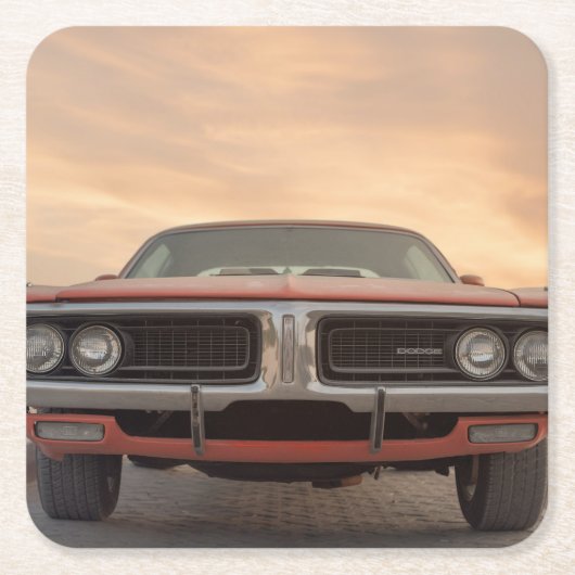 Oldtimer-Sonnenuntergangsansicht Rechteckiger Pappuntersetzer (Vorderseite)