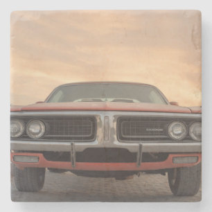 Oldtimer-Sonnenuntergangsansicht Steinuntersetzer