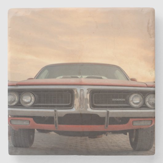Oldtimer-Sonnenuntergangsansicht Steinuntersetzer (Vorderseite)