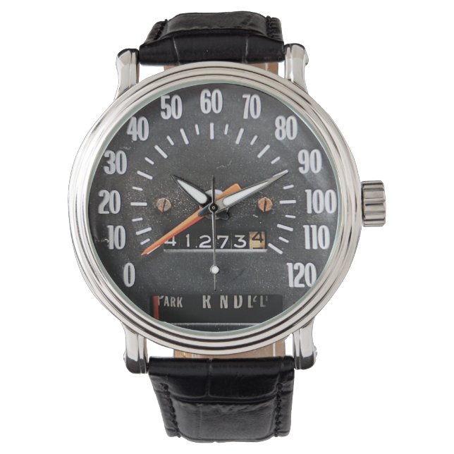 Oldtimer-Speedometer Anfang der 1970er Jahre Armbanduhr (Vorderseite)